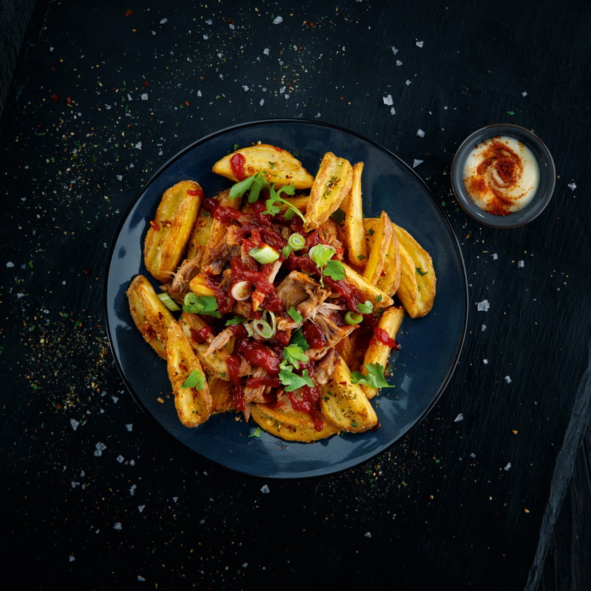 Loaded Fries Crispers With Pulled Chicken